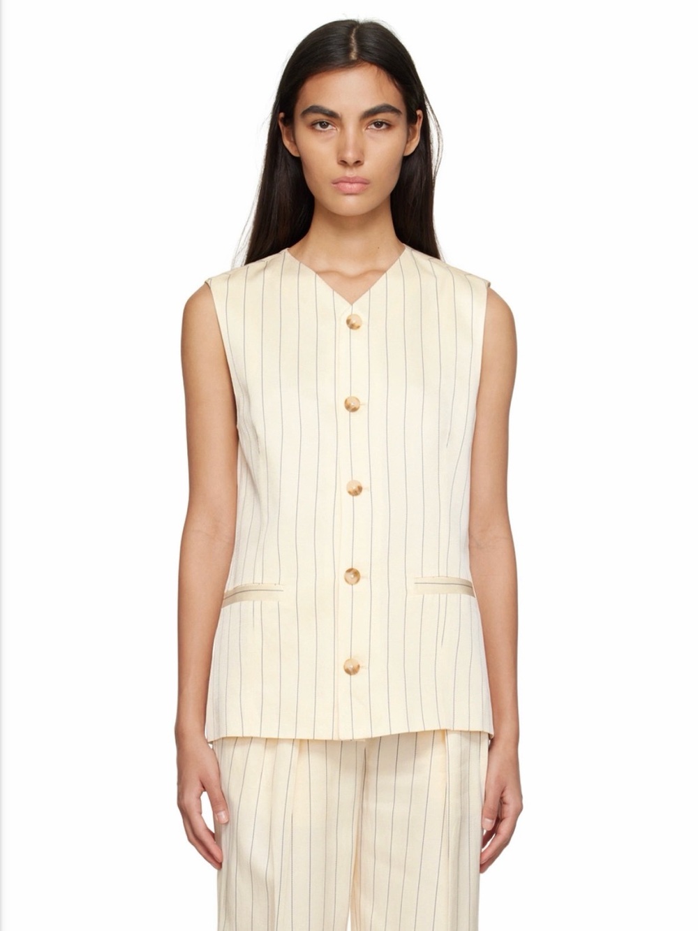 Loulou Studio Beige Cetina Vest (Size: Small)